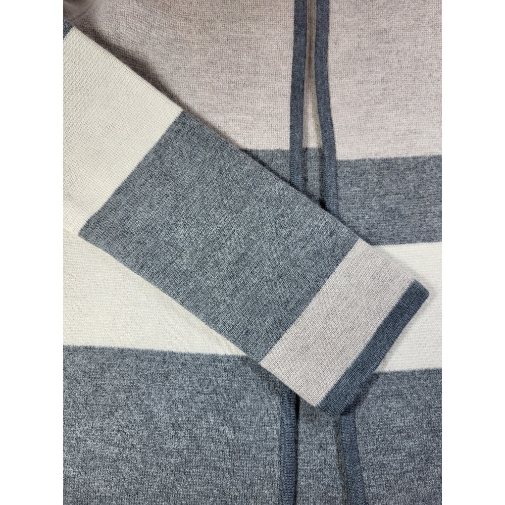 Talbots Heavy Wool Cream/Gray Color Blocked Open Cardigan Duster Size Medium - Picture 5 of 7